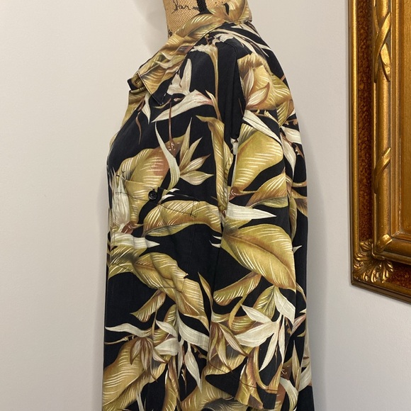 Kona Kai Trading Company Mens Short Sleeve Shirt Silk Blend Black Beige 2XL - Picture 4 of 10